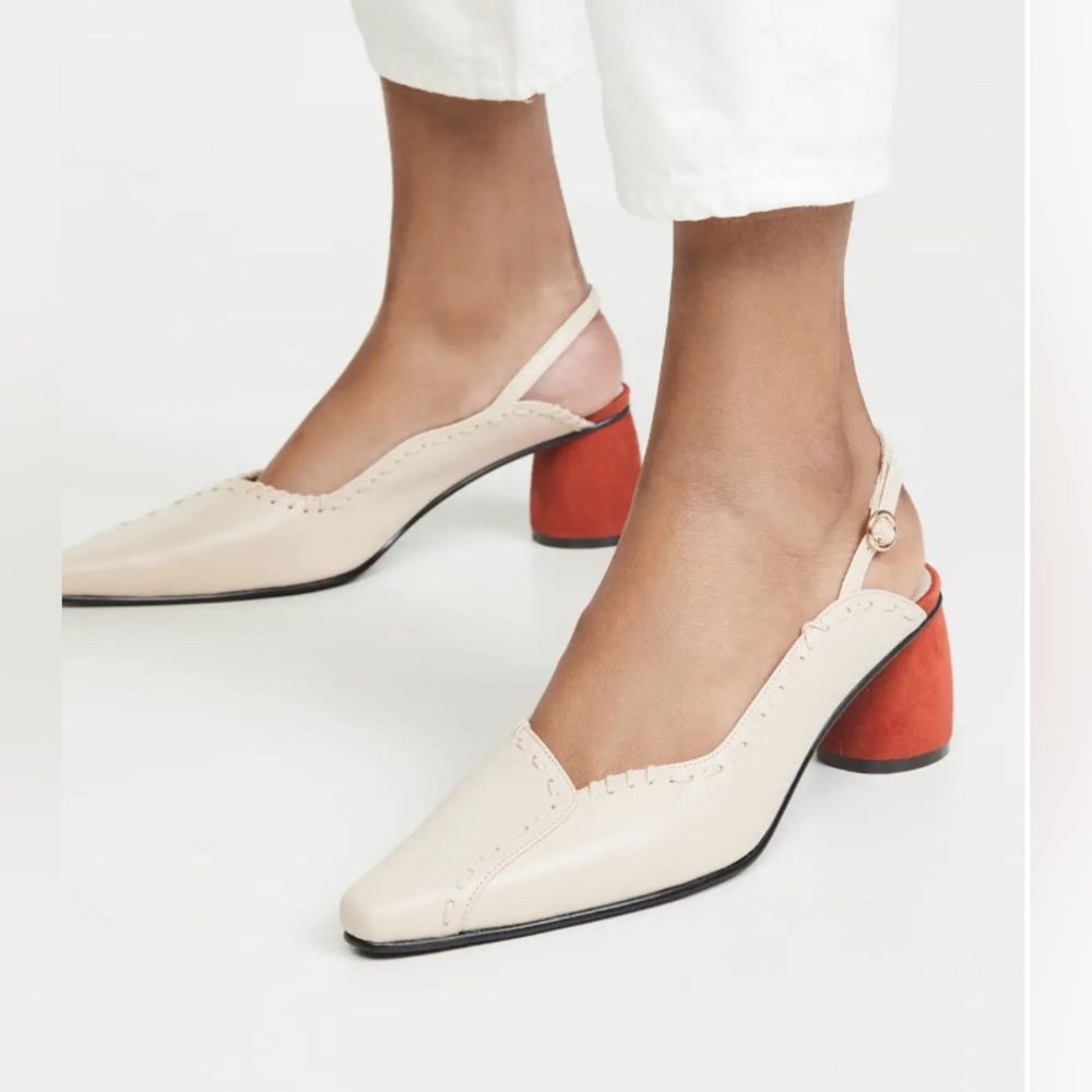 Reike Nen Tan Leather Slingback Mules Size 40/US 9.5 Heel Height 2.5”